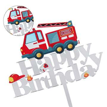 Acrylic Fire Truck Happy Birthday Cake Topper Fire Fireman Theme Birthday Party Decoration Suppliers