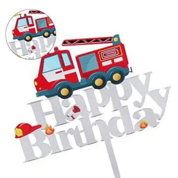 Acrylic Fire Truck Happy Birthday Cake Topper Fire Fireman Theme Birthday Party Decoration Suppliers