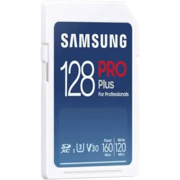 SAMSUNG PRO Plus Full Size 128GB SDXC Memory Card, Up to 180 MB/s, Full HD & 4K UHD, UHS-I, C10, U3, V30 for DSLR, Mirrorless Cameras, PCs, MB-SD128S/AM, 2023