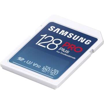 SAMSUNG PRO Plus Full Size 128GB SDXC Memory Card, Up to 180 MB/s, Full HD & 4K UHD, UHS-I, C10, U3, V30 for DSLR, Mirrorless Cameras, PCs, MB-SD128S/AM, 2023