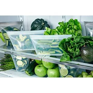 Zip Top Reusable Food Storage Bags | Medium Dish [Peach] | Silicone Meal Prep Container | Microwave, Dishwasher and Freezer Safe | Made in the USA