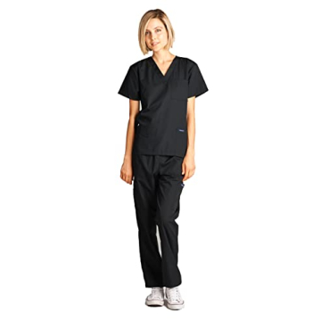 Dagacci Unisex Black Medical Scrub X-Small Short Sleeve