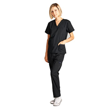 Dagacci Unisex Black Medical Scrub X-Small Short Sleeve