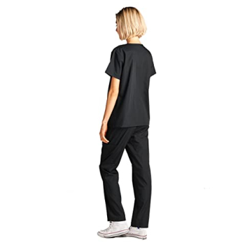 Dagacci Unisex Black Medical Scrub X-Small Short Sleeve