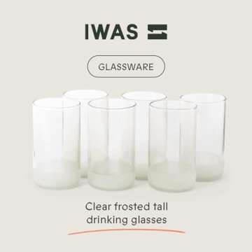 IWAS Upcycled Tall Clear Drinking Glasses | Sustainable Set of 6 | 350 ML