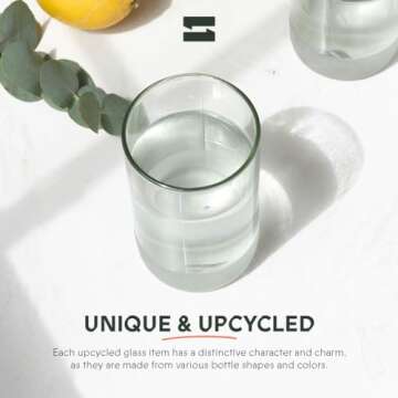 IWAS Upcycled Clear Drinking Glasses Set of 6 | Eco-Friendly