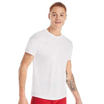 Hanes Men Hanes Men's White Performance Moisture-Wicking Crewneck Undershirt Tees, 5-Pack, White, Sm...