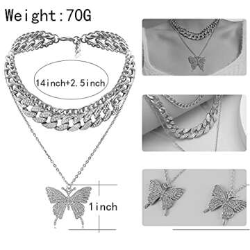 HahaGirl Butterfly Pendant Necklace for Hip Hop Lovers