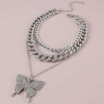 HahaGirl Butterfly Pendant Necklace for Hip Hop Lovers
