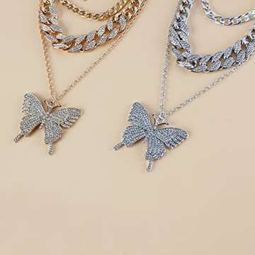 HahaGirl Butterfly Pendant Necklace for Hip Hop Lovers