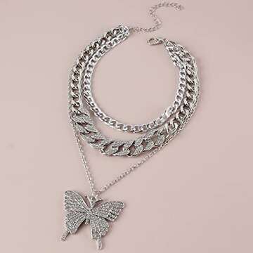 HahaGirl Butterfly Pendant Necklace for Hip Hop Lovers
