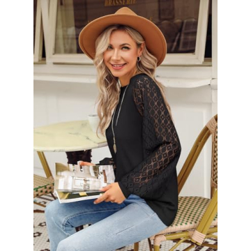 MIHOLL Women’s Lace Long Sleeve Blouse Soft Breathable Elegant