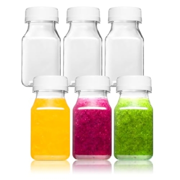 Norcalway 6pcs 4oz Small Plastic Bottles for Liquids - Ginger Shot Bottles with Lids, Wellness Juice...