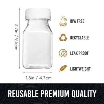 Norcalway 6pcs 4oz Small Plastic Bottles for Liquids - Ginger Shot Bottles with Lids, Wellness Juice Shot - Freezer Safe, Leak Proof, BPA Free, Food Grade Bottles