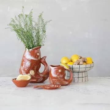 Creative Co-Op Stoneware Pedestal Bowl for Home Decor