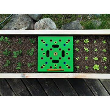 Seeding Square - Seed Spacer Tool for Maximum Harvest, Organized Plants & Less Weeds - Square Foot Garden Includes Color Coded Templates, Magnetic Dibber, Ruler, Spoon & Planting Guide