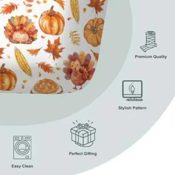 Thanksgiving Turkeys Pumpkins Baby Crib Sheets, Autumn Leaves Corns Pattern Baby Fitted Crib Sheet for Standard Crib and Toddler Mattress, Unisex Turkeys Crib Mattress Sheet for Baby Boys Girls-28*52