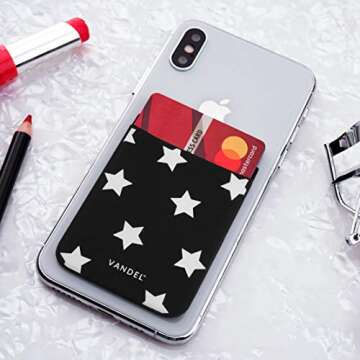 VANDEL Pocket – Stick-On Fabric Phone Wallet Stick On for Women, Cute Credit Card Holder for Case, Back of Phone Fabric Sleeve for iPhone Pocket Sticker, Stretchy Sticky Wallet Case