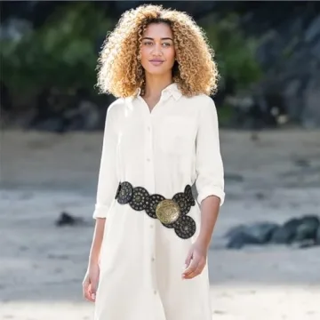 Stylish Suyi Wide Disc Leather Belt for Women