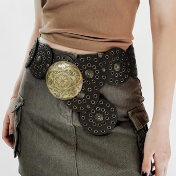 Stylish Suyi Wide Disc Leather Belt for Women