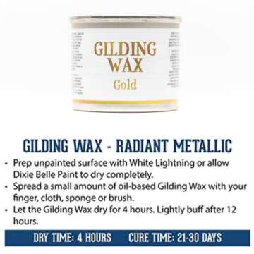 Dixie Belle Gilding Wax | Gold | Oil-Based Metallic Luxury Luster for Sheen, Shimmer on DIY Projects | Detail Enhancer for Furniture, Hardware, Wood