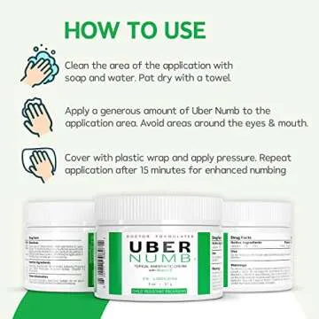 Uber Numb 5% Lidocaine Numbing Cream, Pain Relief Cream Burn Itch Cream, 2 Oz 1-Pack, Topical Anesthetic Cream Maximum Strength with Vitamin E for Local and Anorectal Uses, Hemorrhoid Treatment