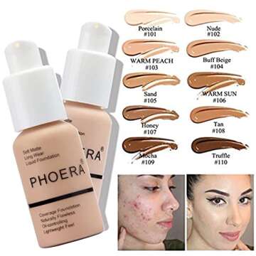 PHOERA Foundation, Full Coverage Foundation, PHOERA Primer, PHOERA Powder, PHOERA Makeup Set, Kabuki...