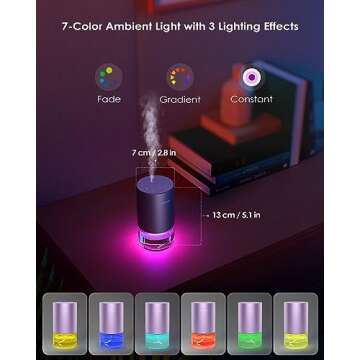 Airversa Waterless Diffuser Essential Oil 100ml Capacity Battery Operated Aromatherapy Nebulizer Premium Metal Scent Air Machine for Home 3 Mist Settings Timers Color Light Lavender