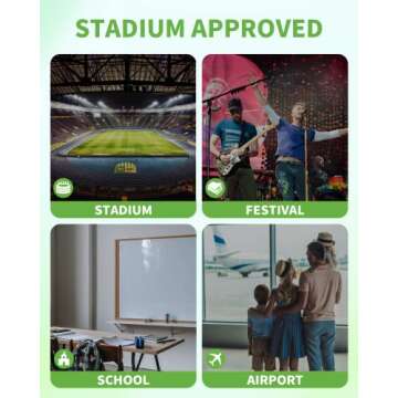 MAY TREE Clear Backpack for Stadium Events, 12x11x4.5 Inch Small Clear Backpack for Concert Festival Sports Outdoor - Black