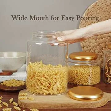 Labina Glass Storage Container Food Jars Kitchen Canister with Metal Lids and Screw feature, 101 Oz Wide Mouth Pantry Organization Glass Jar for Flour, Sugar, Cookie, Spagetti, Nuts and Candy