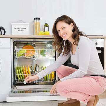 CHEEYYIIE Farmhouse Dishwasher Pod Tablet Holder，Dishwasher Detergent Pod Container with Lid，Metal Storage Container for Dishwasher in Kitchen for Storage and Organization