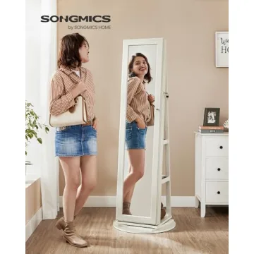 SONGMICS 360° Swivel Jewelry Cabinet with Mirror