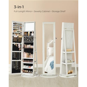 SONGMICS 360° Swivel Jewelry Cabinet with Mirror
