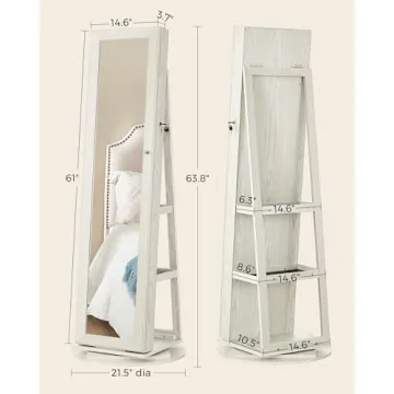 SONGMICS 360° Swivel Jewelry Cabinet with Mirror
