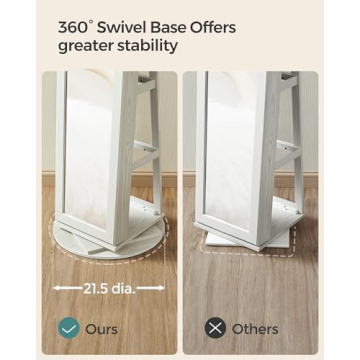 SONGMICS 360° Swivel Jewelry Cabinet with Mirror