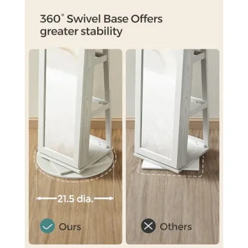 SONGMICS 360° Swivel Jewelry Cabinet with Mirror