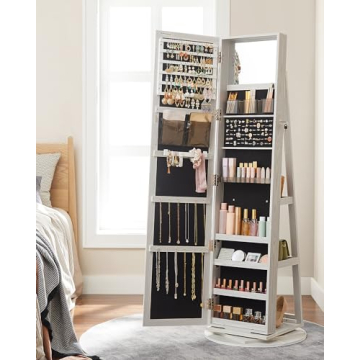 SONGMICS 360° Swivel Jewelry Cabinet with Mirror