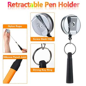 14 Pcs Carpenter Pencils, 7 Inches Flat Octagonal Hard Black Woodworking Construction Pencils Heavy Duty with Pencil Sharpener and Retractable Pencil Holder for Contractor Carpentry (Yellow)