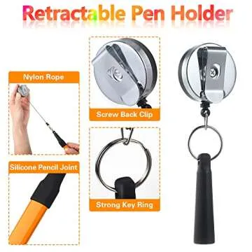 14 Pcs Carpenter Pencils, 7 Inches Flat Octagonal Hard Black Woodworking Construction Pencils Heavy Duty with Pencil Sharpener and Retractable Pencil Holder for Contractor Carpentry (Yellow)