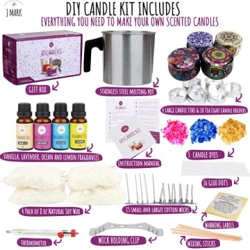 J MARK Candle Making Kit – 66 Pcs Complete Craft Set