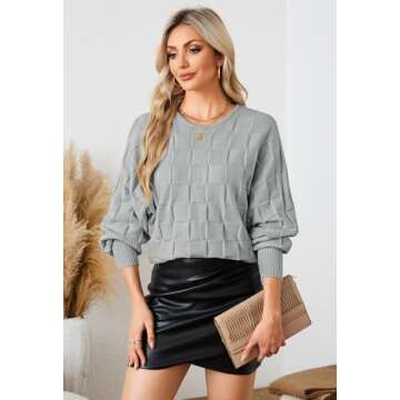 Pink Queen Women's Fall Sweaters 2024 Casual Long Batwing Sleeve Oversized Crewneck Pullover Winter ...