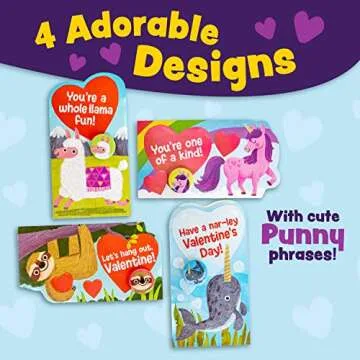 Peaceable Kingdom Classroom Valentines Cards Set with Pins