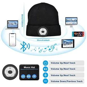 Lenski Gifts for Men, Bluetooth Beanie Hat Mens Gifts, Birthday Gifts for Men Him, Camping Hiking Accessories Cool Gadgets Black