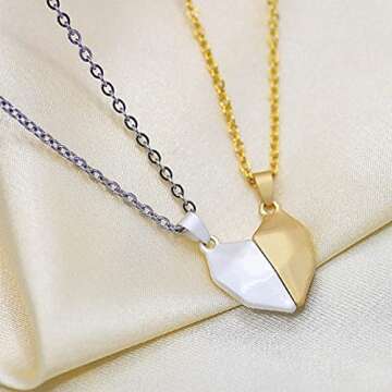 LEGENSTAR Couples Necklace Magnetic Heart Necklaces for Him and Her Half Love Two Souls One Split Connect Necklace