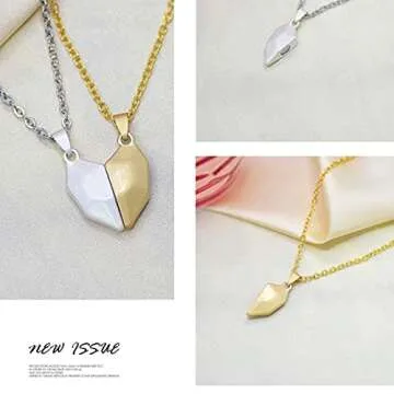 LEGENSTAR Couples Necklace Magnetic Heart Necklaces for Him and Her Half Love Two Souls One Split Connect Necklace