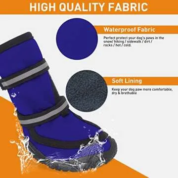 Dog Shoes for Large Dogs Winter Snow Dog Booties with Adjustable Straps Rugged Anti-Slip Sole Paw - ...