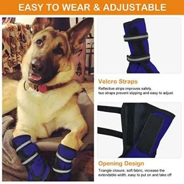 Dog Shoes for Large Dogs Winter Snow Dog Booties with Adjustable Straps Rugged Anti-Slip Sole Paw - Sports Running Hiking Pet Dog Boots Protectors Comfortable Fit for Medium Large Dog (XL, Blue)