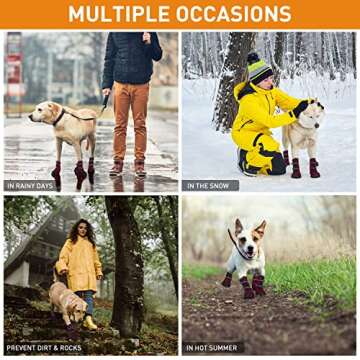 Dog Shoes for Large Dogs Winter Snow Dog Booties with Adjustable Straps Rugged Anti-Slip Sole Paw - Sports Running Hiking Pet Dog Boots Protectors Comfortable Fit for Medium Large Dog (XL, Blue)