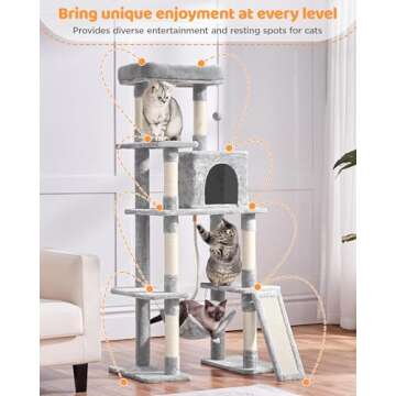 Yaheetech Cat Tree - 63in Multi-Level Cat Tower for Indoor Cats