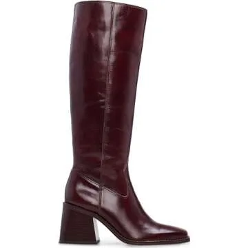 Vince Camuto Women's Sangeti Stacked Heel Knee High Boot Fashion, Dark Mahogany, 7.5